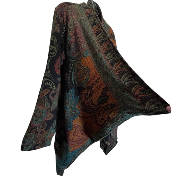 Parsley & Sage Plum, Orange, Green Wool Paisley Open Jacket High-Low Hem - Large - Picture 5 of 7